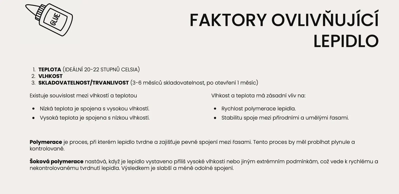 Skripta kurzu: faktory ovlivňující lepidlo